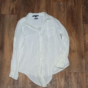 Harve Benard Cream Casual Button Down Shirt